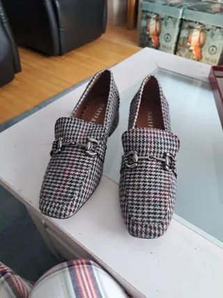 Mocasines cuadros tela Talla 38 Marypaz