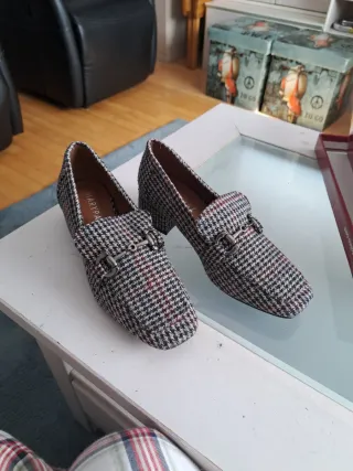 Mocasines cuadros tela Talla 38 Marypaz