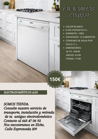 Lavavajillas Zanussi Blanco 12 Cubiertos