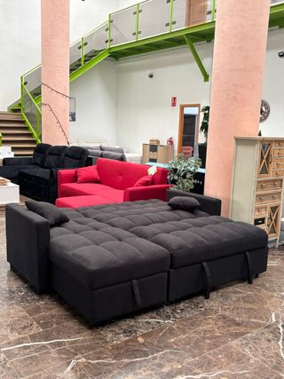 Chaise longue barato negro con arcón
