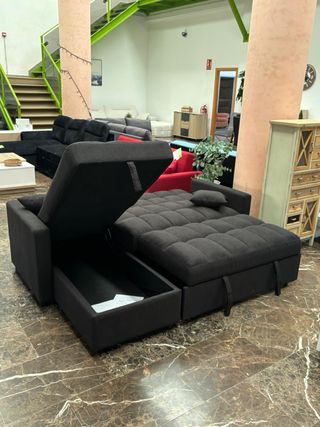 Sofá cama negro nuevo con almacenaje