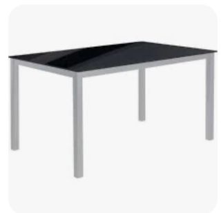 Mesa comedor cristal negro y metal