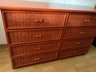 Cómoda/Aparador Bambú y Mimbre Rojo oscuro