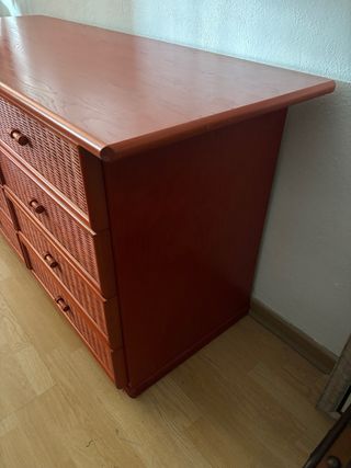 Cómoda/Aparador Bambú y Mimbre Rojo oscuro