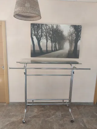 Perchero Burro Acero Inox y Balda Cristal