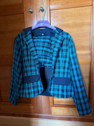 Conjunto Vintage Años 80 Cuadros Azul/Negro