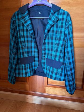 Conjunto Vintage Años 80 Cuadros Azul/Negro