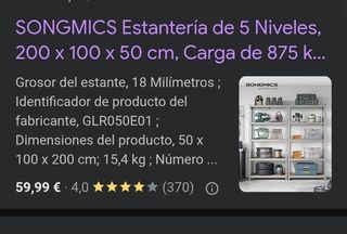 Scaffale SONGMICS GLR050E01 200x100x50cm