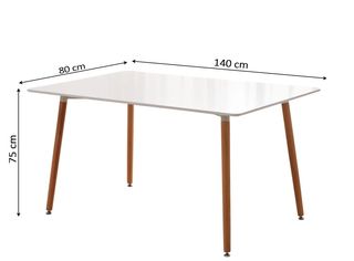 Mesa Nórdica Blanca 140x80cm