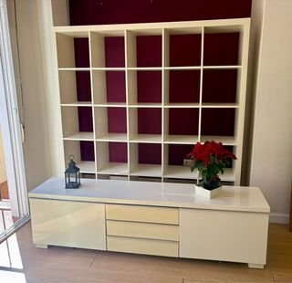 Mueble TV y Estantería Blanca Ikea