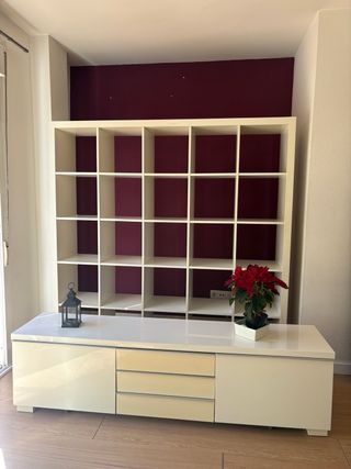 Mueble TV y Estantería Blanca Ikea