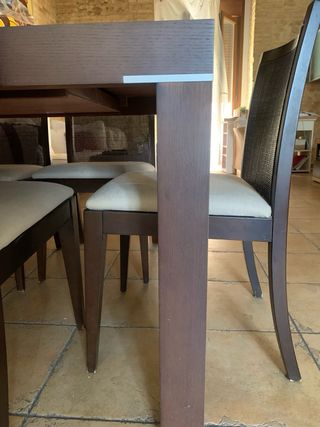 Mesa comedor madera extensible + 6 sillas