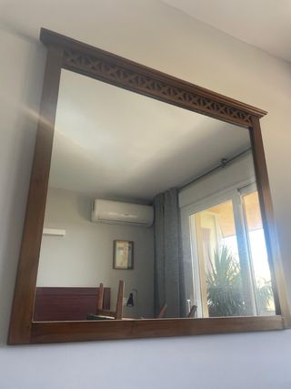 Comodino in legno massello con specchio