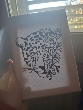 Canvas with leopard print and flowers