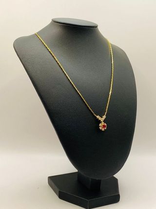 GARGANTILLA CON RUBÍ Y DIAMANTES ORO 18K