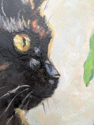 Pintura al óleo sobre papel "una gata" enmarcado