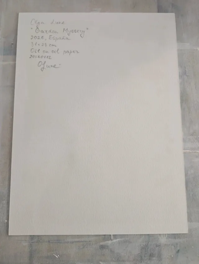 Pintura al óleo sobre papel "una gata" enmarcado