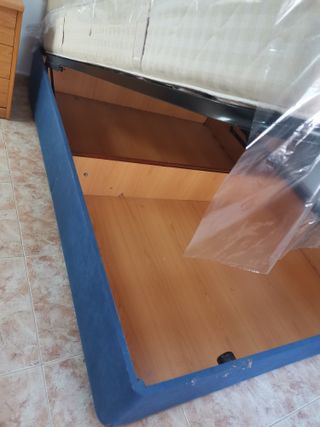 Canapé, Colchón y Cabezal Beige/Azul