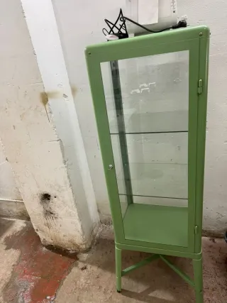 Vitrina verde con puerta de cristal