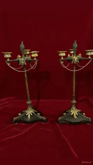 2 candelabros bronce