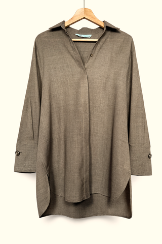 Camisa Zara Lana Oversize Mujer XS Marrón