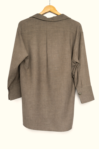 Camisa Zara Lana Oversize Mujer XS Marrón