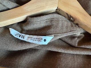 Camisa Zara Lana Oversize Mujer XS Marrón