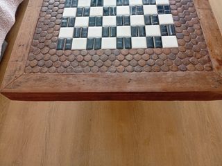 Mesa de centro rústica madera y cerámica