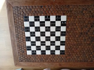 Mesa de centro rústica madera y cerámica