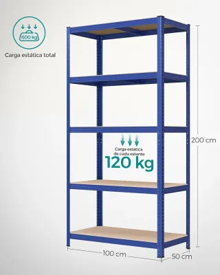 Scaffale 5 Livelli 600kg Blu SONGMICS GLR050Q01