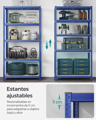 Scaffale 5 Livelli 600kg Blu SONGMICS GLR050Q01