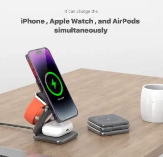 Caricatore pieghevole 3 in 1 Adam per iPhone Apple