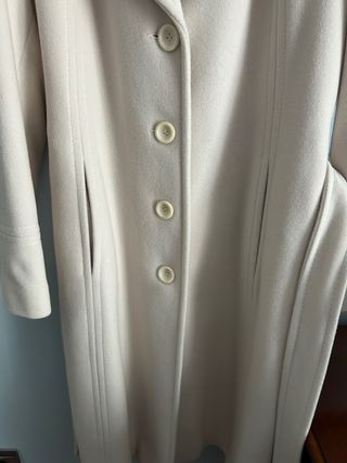 Abrigo paño Mazur beige/blanco