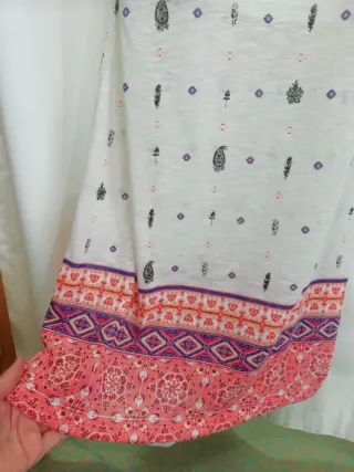 Vestido Bershka boho M color crema