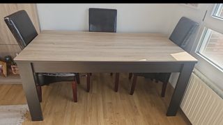 Mesa Comedor Rectangular Madera y Piel