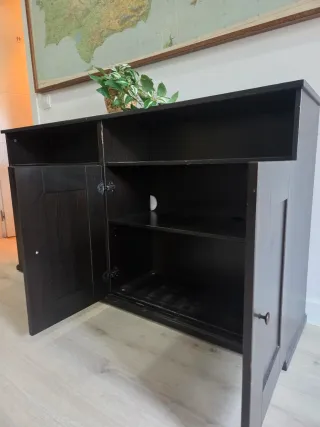 Mueble tocador negro madera