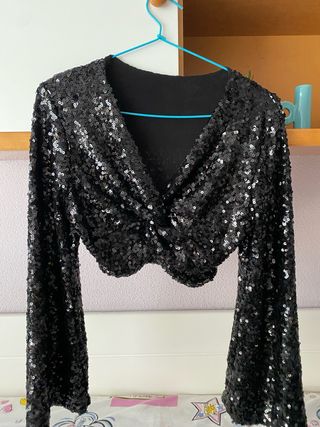 Top lentejuelas manga larga fiesta