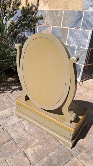 Tocador espejo ovalado madera mueble vintage