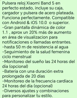 Pulsera Deportiva reloj Xiaomi Band 5