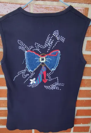 Camiseta sin mangas Huevo Blanco azul mujer