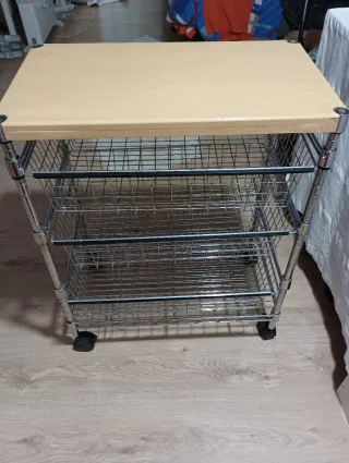 Carrello Ausiliare Cucina in Legno e Metallo