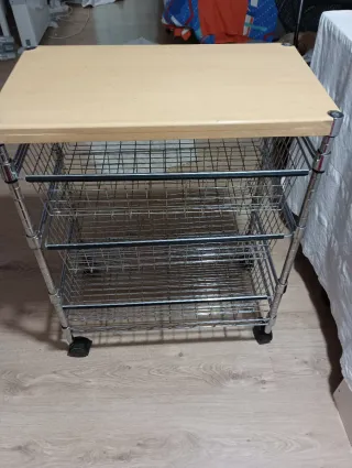 Carrello Ausiliare Cucina in Legno e Metallo