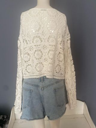 Maglia uncinetto traforata bianca taglia unica