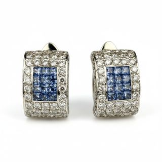 Pendientes Oro Blanco Aguamarina Diamantes