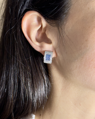 Pendientes Oro Blanco Aguamarina Diamantes