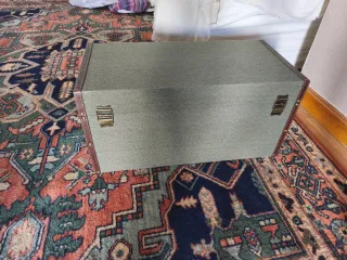 Caja decorativa tela y cuero