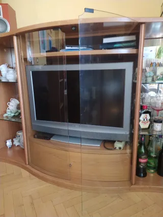 Mueble TV Bouser madera y cristal