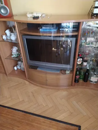 Mueble TV Bouser madera y cristal