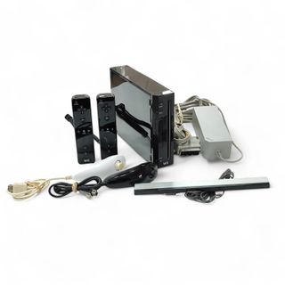 CONSOLA NINTENDO WII NEGRA + CABLES + 2 MANDOS *DETALLE UN MANDO SIN TAPA*