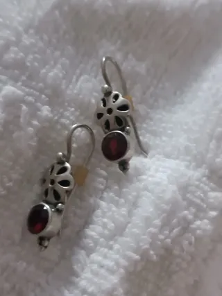 Pendientes Vintage Plata y Granate